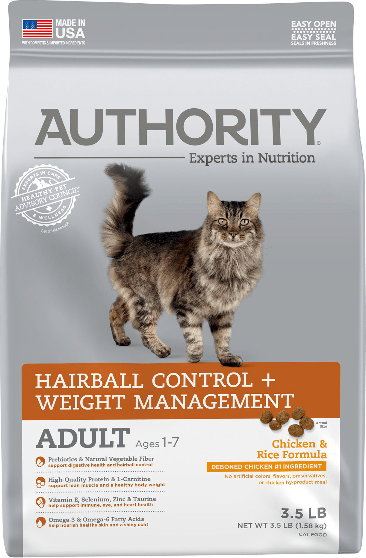Authority Hairball Control & Weight Management Chicken & Rice